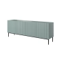 Komoda Nicole 200 cm z ryflowanym frontem i metalowymi nogami- szałwia / czarne nóżki - Limitowana oferta